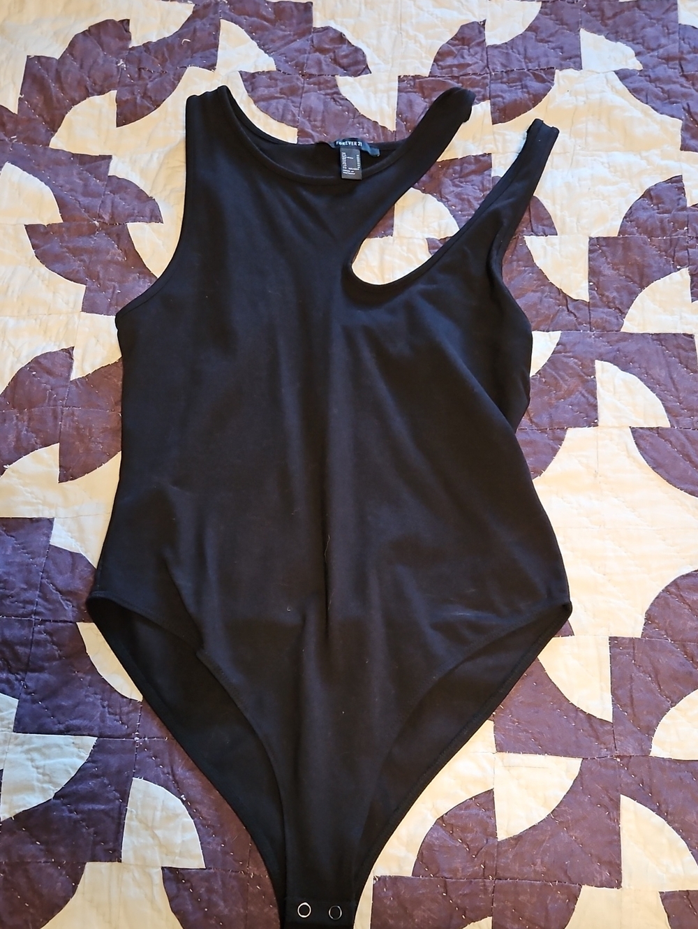 Forever 21 Black Asymmetrical One-Piece Bodysuit